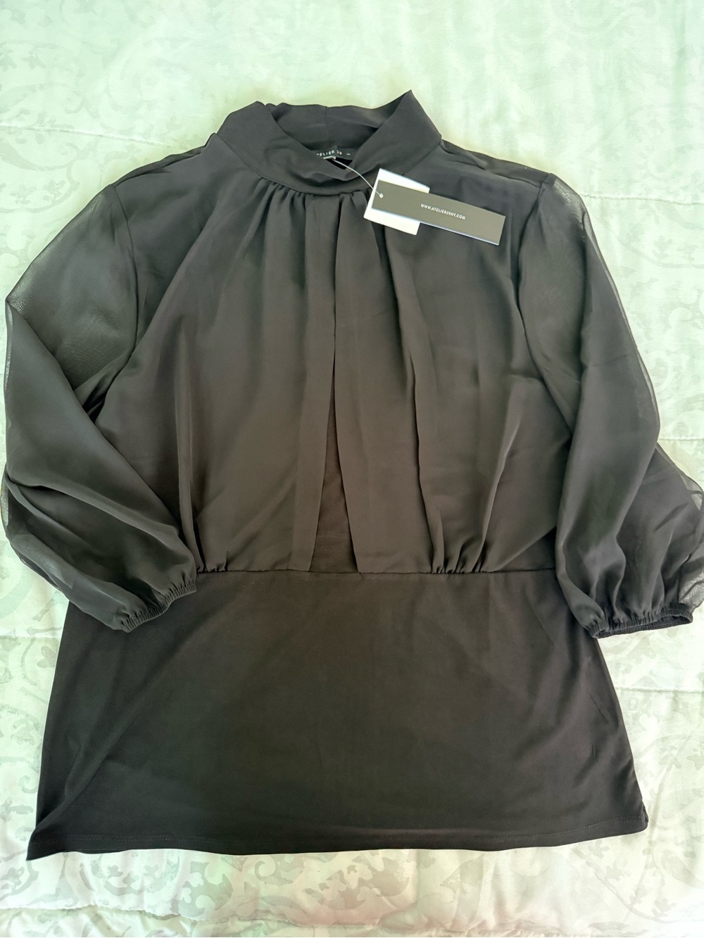 Windsor Black Sheer Sleeve Blouse